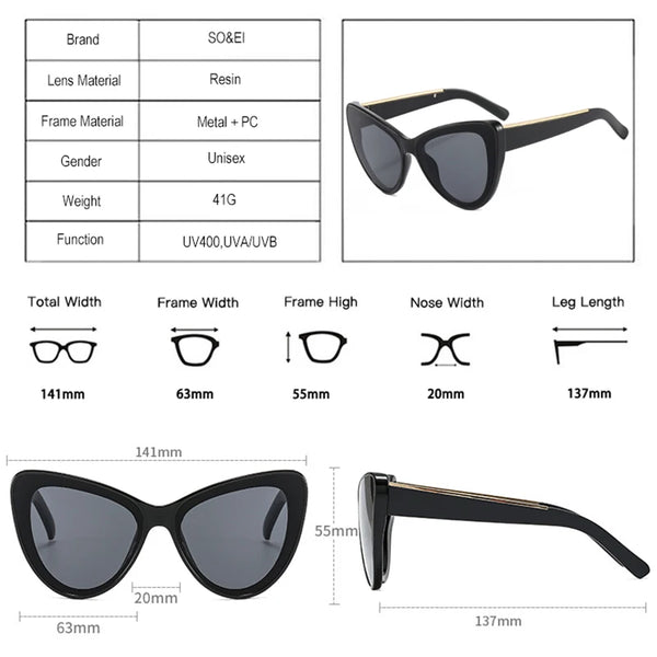 Oversized Cat Eye Women Sunglasses Retro Metal Decoration UV400 - Frimunt Clothing Co.