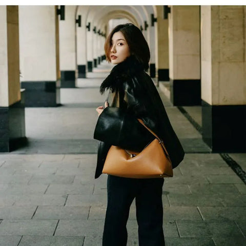 Women's Genuine Leather Black or Brown Shoulder Bag Large or Small - Frimunt Clothing Co.