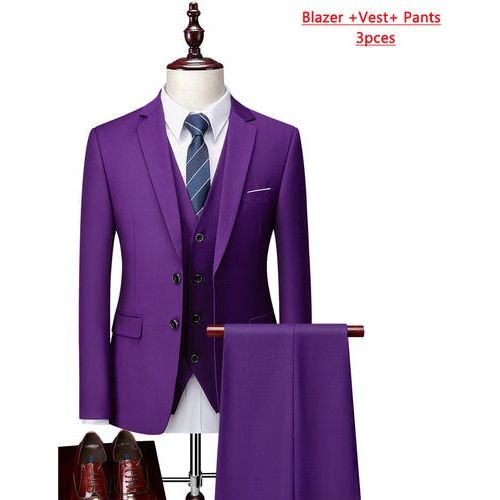 High-end Brand Formal Business Mens Suit Three-piece Groom Wedding Dress Suit 13 Solid Colors - Frimunt Clothing Co.