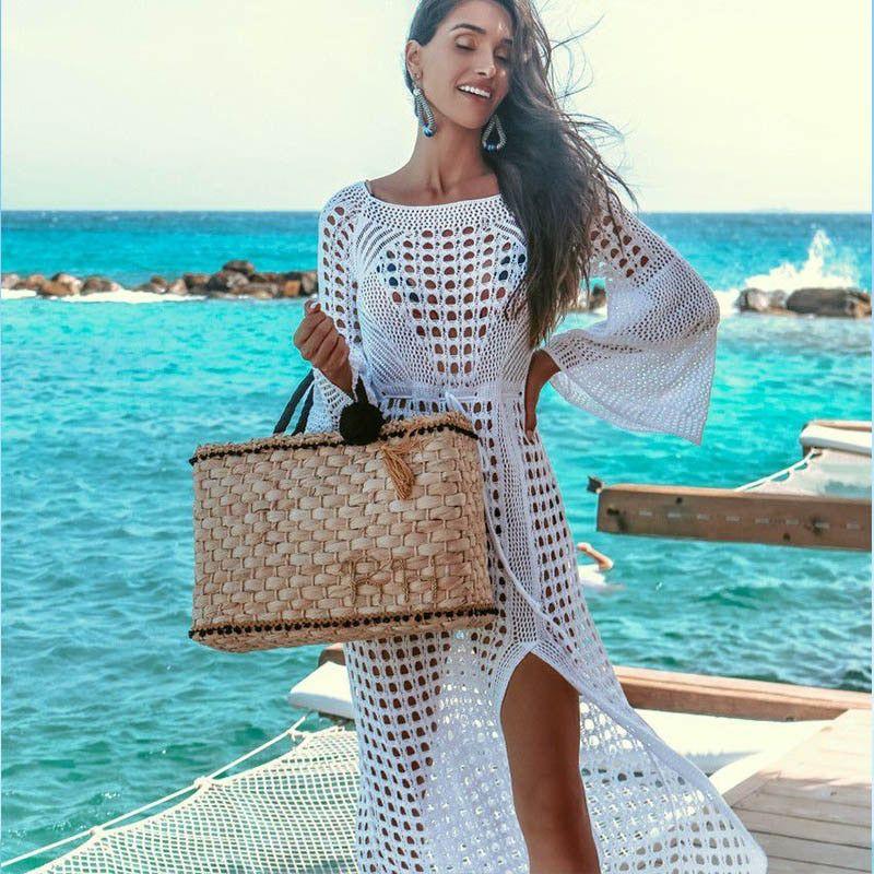Crochet White Knitted Beach Cover Up Dress – Frimunt Clothing Co