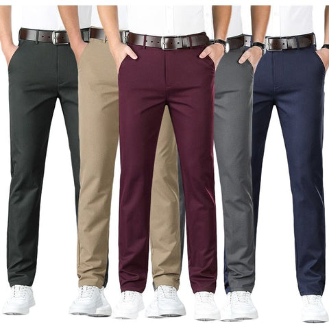 Men's Spring Summer Fashion Business Casual Long Pants Stretch Straight Leg Plus Sizes - Frimunt Clothing Co.