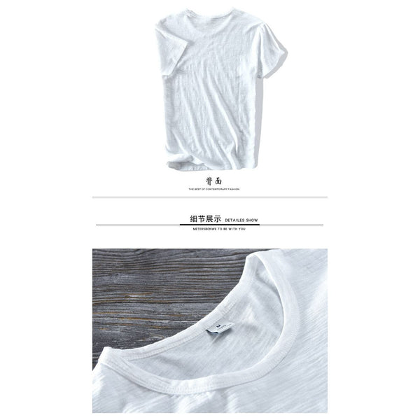 New Men's Short Sleeve O-NECK Breathable 100% Raw Cotton Linen Soft High Quality T-Shirt- 213 - Frimunt Clothing Co.