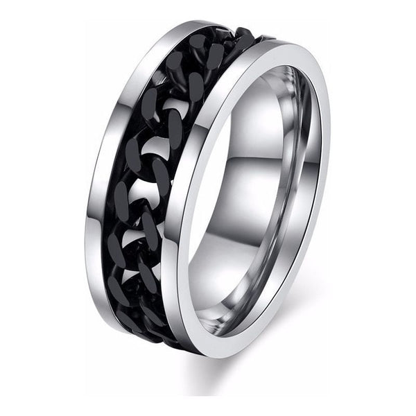 8mm Spinner Ring For Men Stainless Steel Cuba Chain Band - Frimunt Clothing Co.
