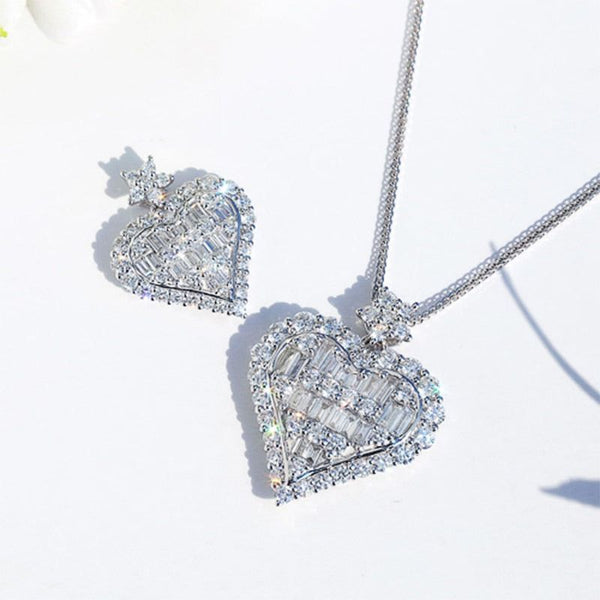 Dazzling Cubic Zirconia Heart Pendant Women Necklace Love Gifts For Her Elegant Jewelry - Frimunt Clothing Co.