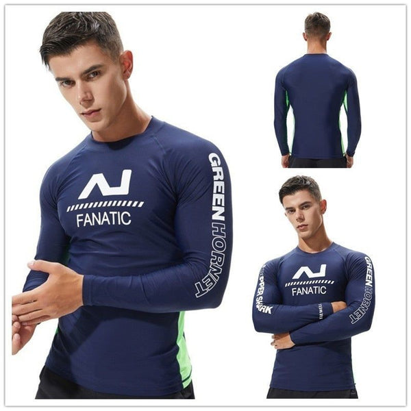 Men Long Sleeve Rash Guard Quick Dry Sun Protection UV 50+ Swimwear Surf Diving Surfing - Frimunt Clothing Co.
