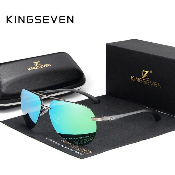 KINGSEVEN Aluminum Magnesium Polarized Rimless Lens Sunglasses For Men High Definition Eyewear - Frimunt Clothing Co.
