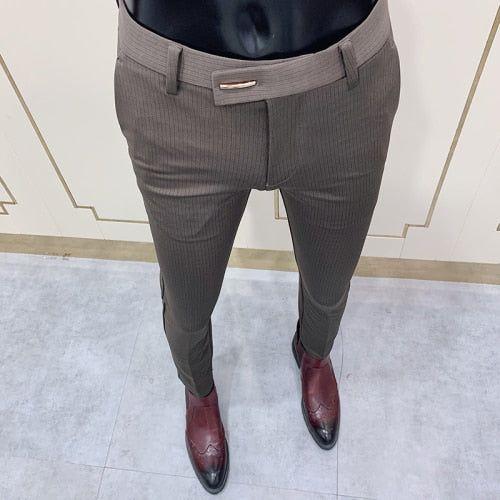 Spring Autumn Fashion Striped Men's Dress Pant Elegant Slim Fit Tight- –  Frimunt Clothing Co