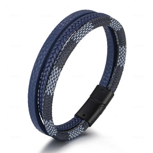 Retro Style Multi-Layer Hand-Woven Leather Magnet Buckle Bracelet - Frimunt Clothing Co.