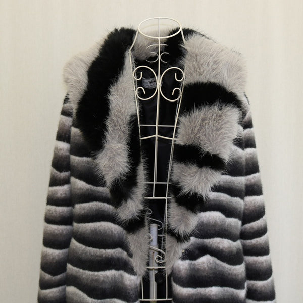 Men's Mid-length Thick Faux Fur Coat Plus Sizes Fur Collar Designer Men's Clothing - Frimunt Clothing Co.