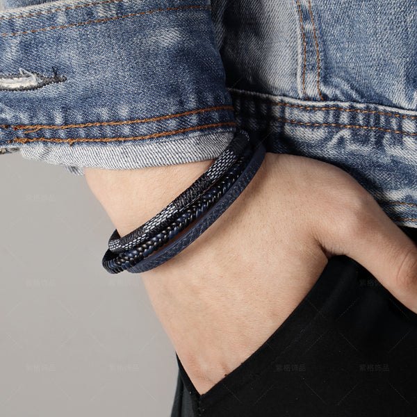 Retro Style Multi-Layer Hand-Woven Leather Magnet Buckle Bracelet - Frimunt Clothing Co.