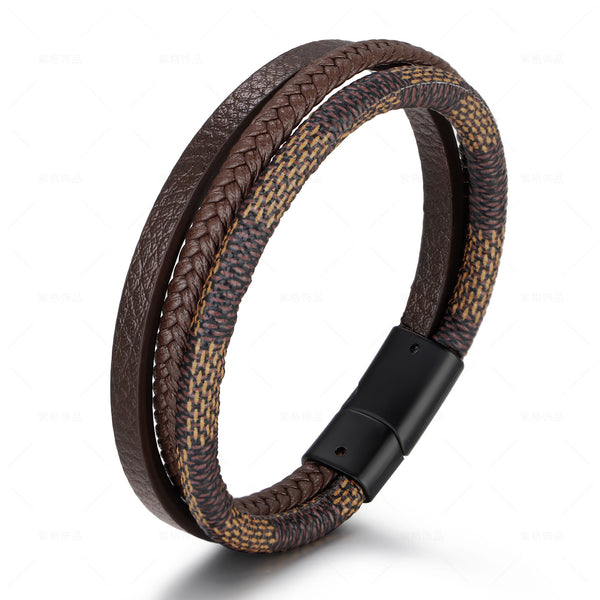 Retro Style Multi-Layer Hand-Woven Leather Magnet Buckle Bracelet - Frimunt Clothing Co.