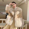 Women Winter Faux Fur Leather Coat Patchwork Jacket - Frimunt Clothing Co.