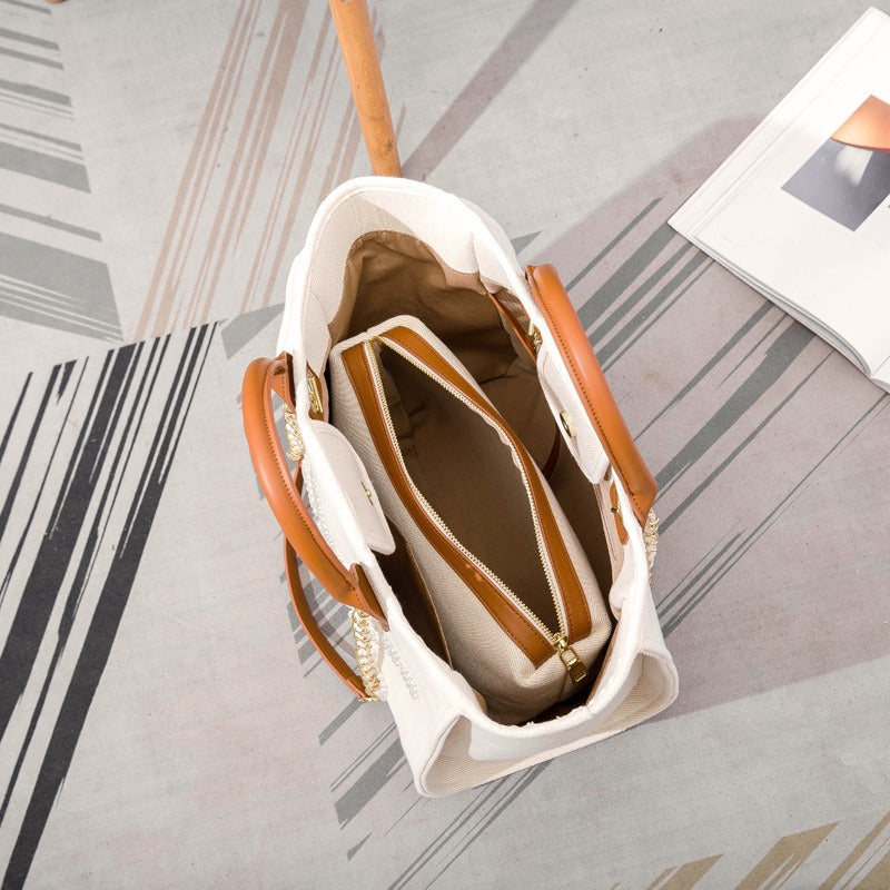 Women's Handmade Bead Embroidery Large Canvas Bag - Frimunt Clothing Co.