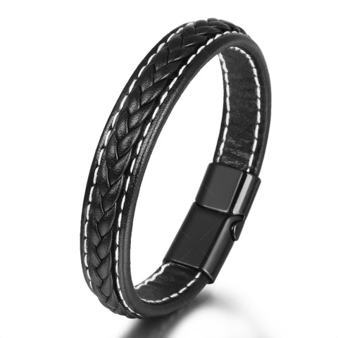 Men's Handmade Original Simple Woven Leather Alloy Bracelet - Frimunt Clothing Co.