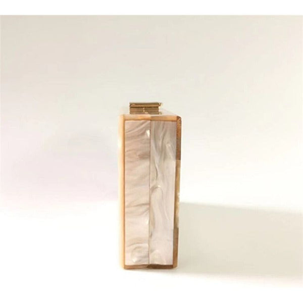 Women's Half Fold Stripe Acrylic Evening Bag Glitter Splice With Metal Chain - Frimunt Clothing Co.