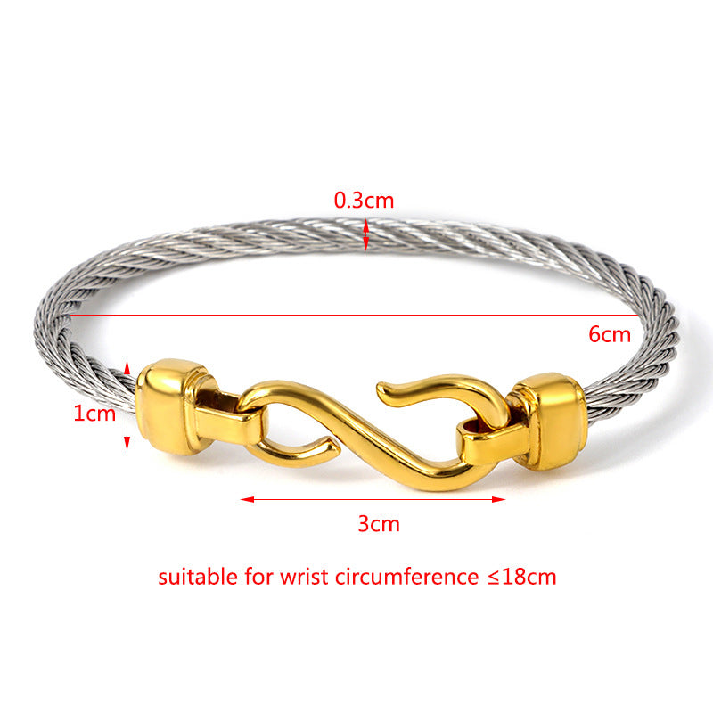 Men's New Steel Fish Hook 8 Shape Closure Titanium Steel Bracelet - Frimunt Clothing Co.