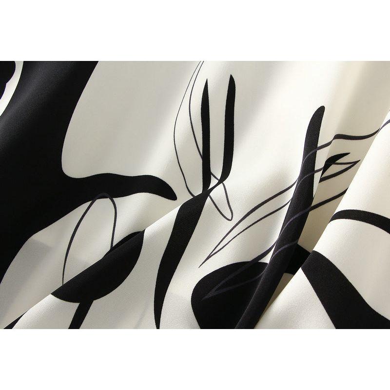 Women's Summer Abstract Contrast Print A-Line Midi Skirt - Frimunt Clothing Co.