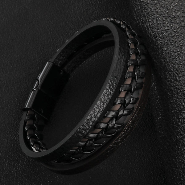 Magnetic Closure Leather Rope Hand Braided Men's Bracelet - Frimunt Clothing Co.