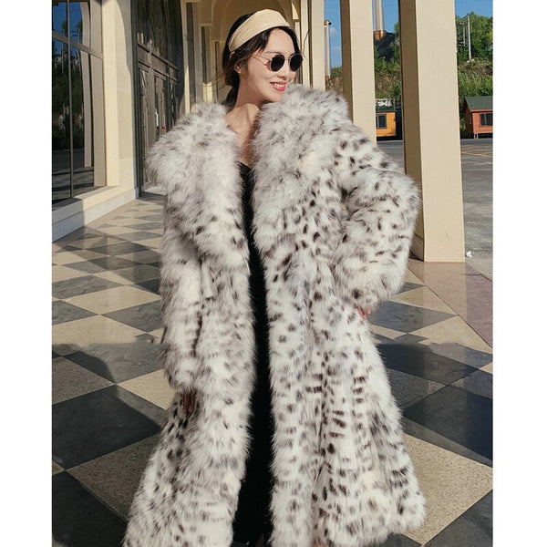 Women's Winter Young Leopard-Print Imitation Fur Long Coat - Frimunt Clothing Co.