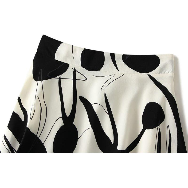 Women's Summer Abstract Contrast Print A-Line Midi Skirt - Frimunt Clothing Co.