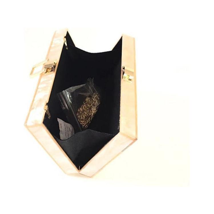 Women's Half Fold Stripe Acrylic Evening Bag Glitter Splice With Metal Chain - Frimunt Clothing Co.