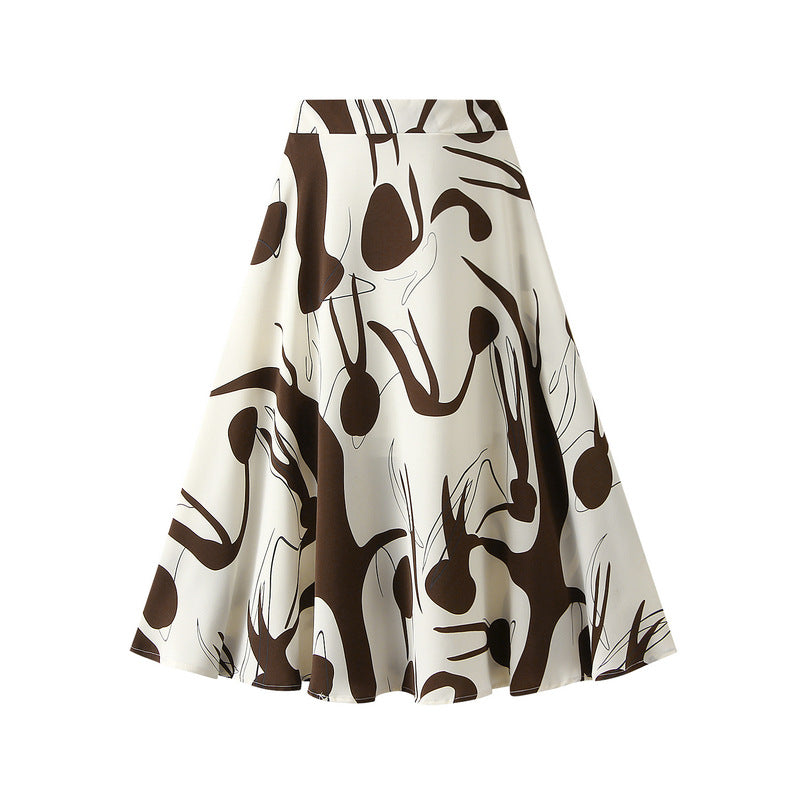 Women's Summer Abstract Contrast Print A-Line Midi Skirt - Frimunt Clothing Co.