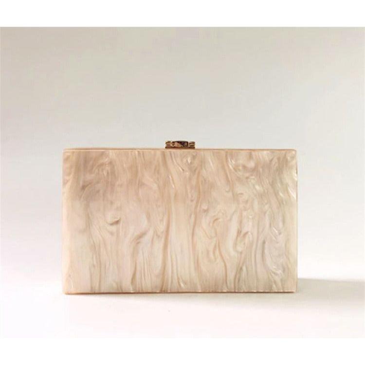 Women's Half Fold Stripe Acrylic Evening Bag Glitter Splice With Metal Chain - Frimunt Clothing Co.