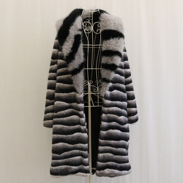 Men's Mid-length Thick Faux Fur Coat Plus Sizes Fur Collar Designer Men's Clothing - Frimunt Clothing Co.