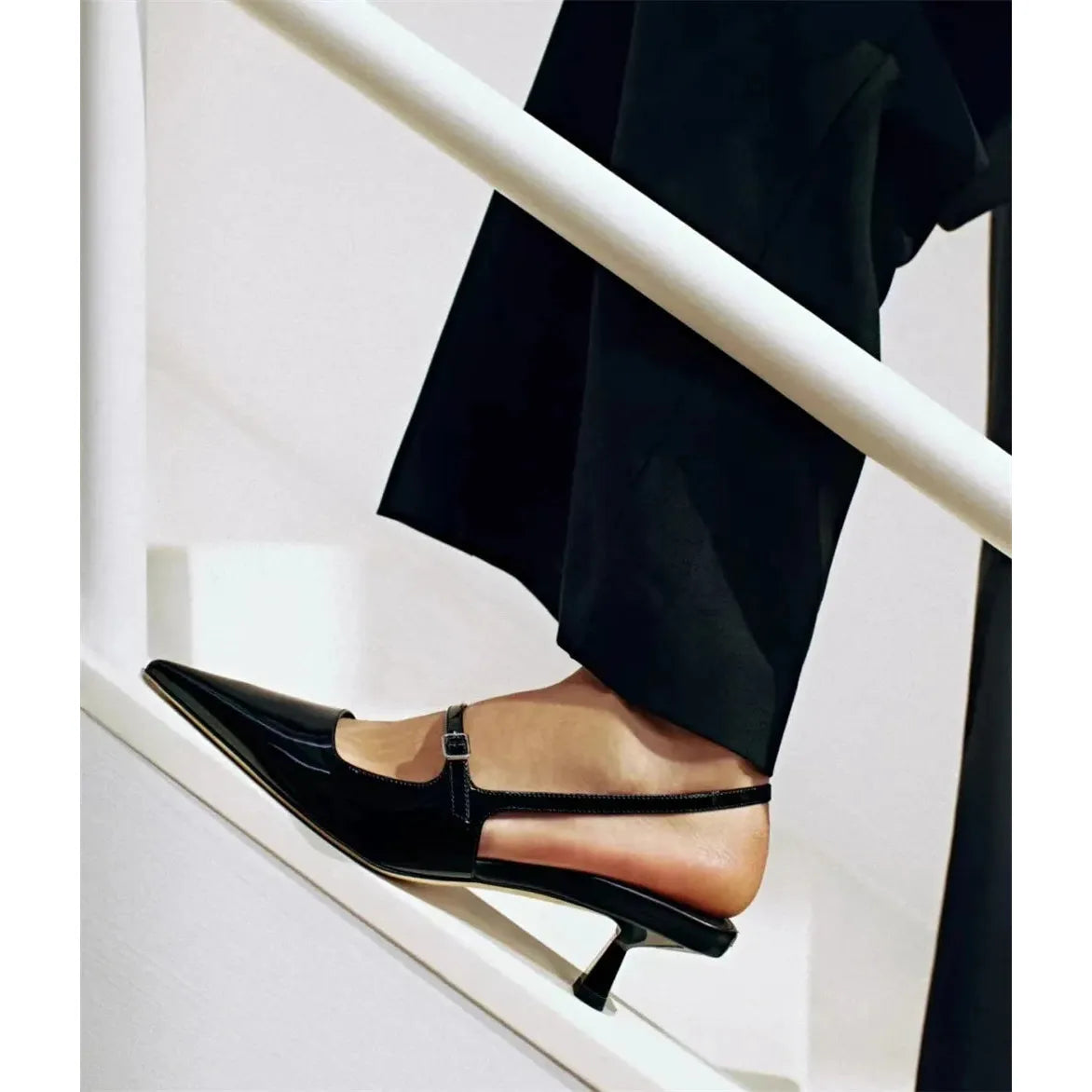 Women's Genuine Leather Slingbacks Kitten Heel Pointed Mary Jane - Frimunt Clothing Co.