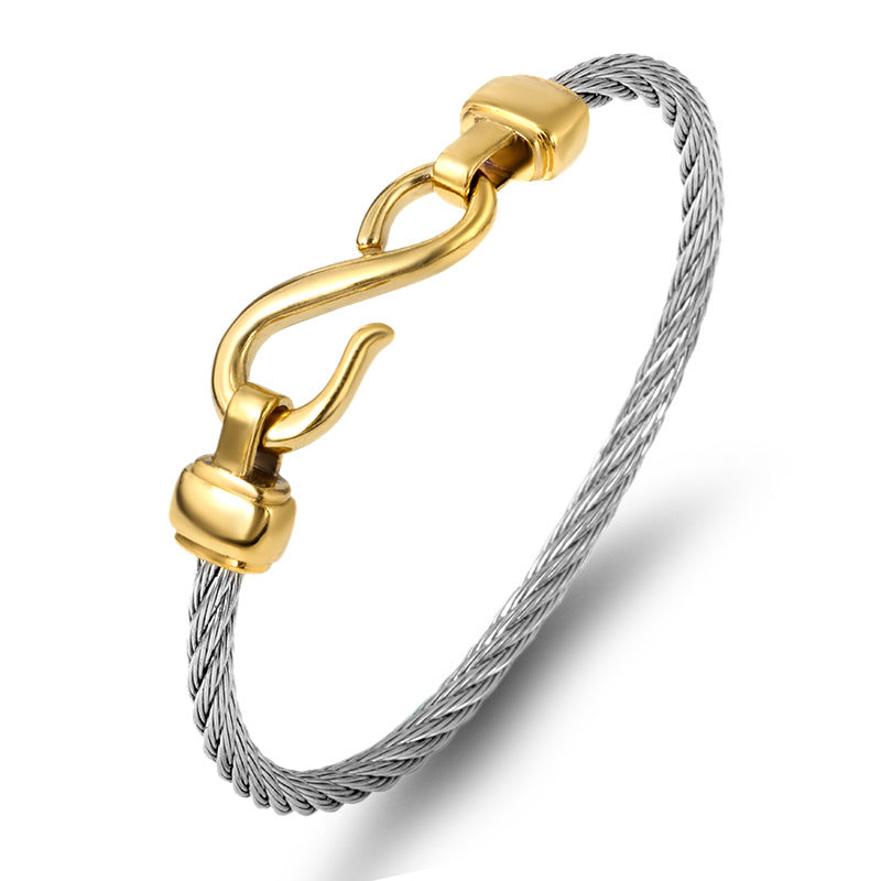 Men's New Steel Fish Hook 8 Shape Closure Titanium Steel Bracelet - Frimunt Clothing Co.