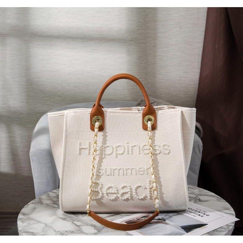 Women's Handmade Bead Embroidery Large Canvas Bag - Frimunt Clothing Co.