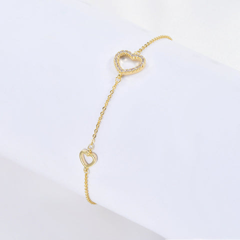 Trendy Women's Two Hearts Love Bracelet With Zircons - Frimunt Clothing Co.