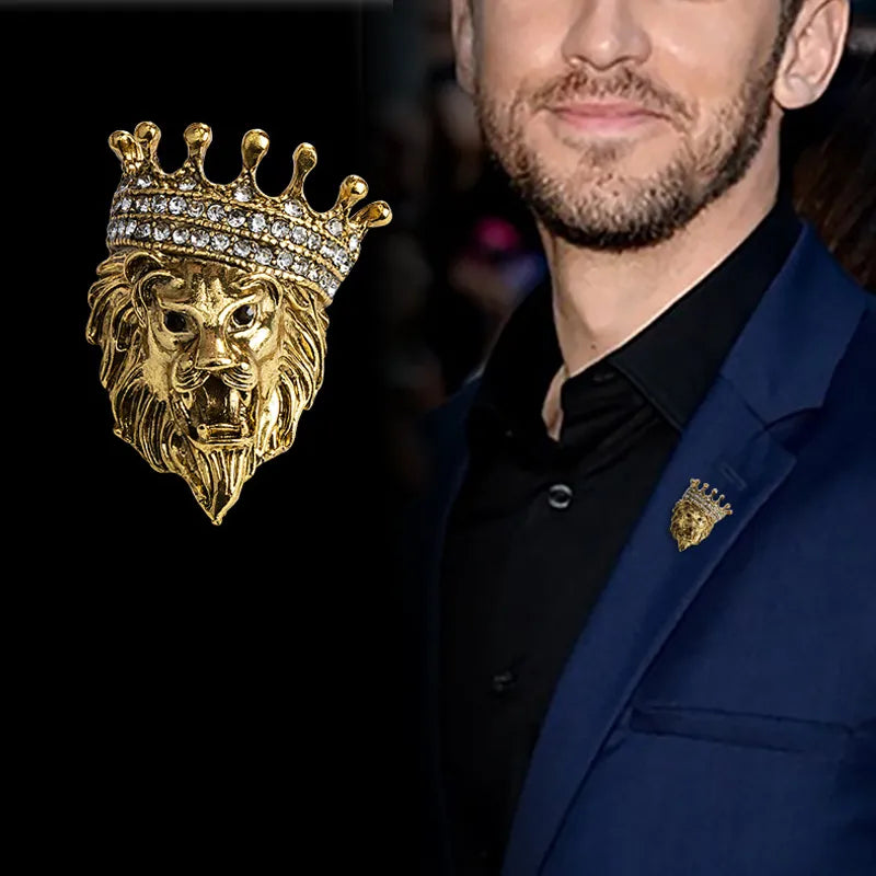 Lion Head Men's Suit Shirt Collar Lapel Pins and Brooches - Frimunt Clothing Co.