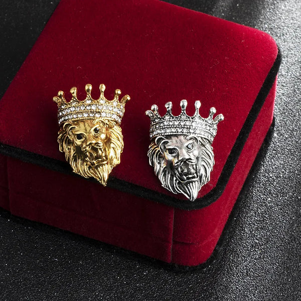 Lion Head Men's Suit Shirt Collar Lapel Pins and Brooches - Frimunt Clothing Co.