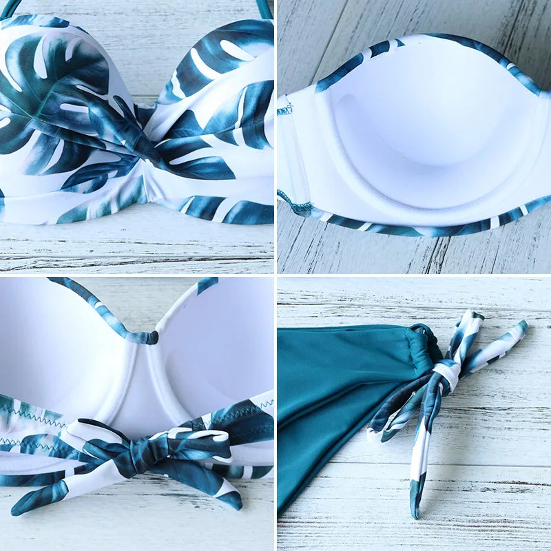 Women's Bikinis Set Halter Print Swimsuits 2pcs - Frimunt Clothing Co.