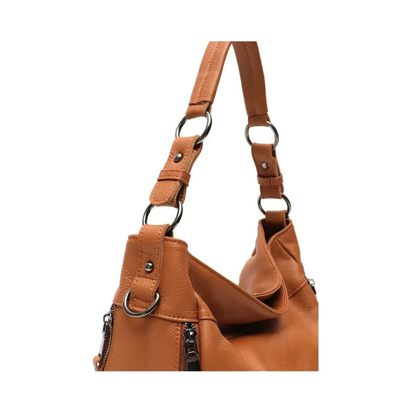 Large Soft Genuine Leather Women Shoulder Hobo Bag - Frimunt Clothing Co.