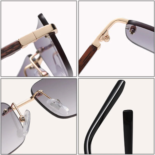 Small Rectangle Rimless Gradient Sunglasses Vintage Unisex Eyewear UV400 - Frimunt Clothing Co.