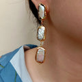 Biwa Pearl Drop Earrings – Gold-Plated Statement Design - Frimunt Clothing Co.
