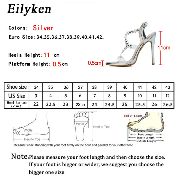 Transparent Upper Straps w/ Crystal Rhinestones Buckle Strap Stiletto Heels Women's Sandals