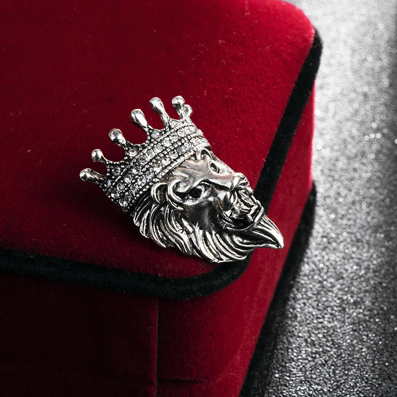 Lion Head Men's Suit Shirt Collar Lapel Pins and Brooches - Frimunt Clothing Co.