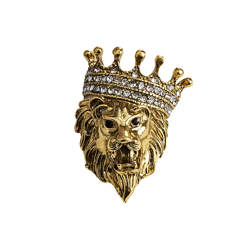 Lion Head Men's Suit Shirt Collar Lapel Pins and Brooches - Frimunt Clothing Co.