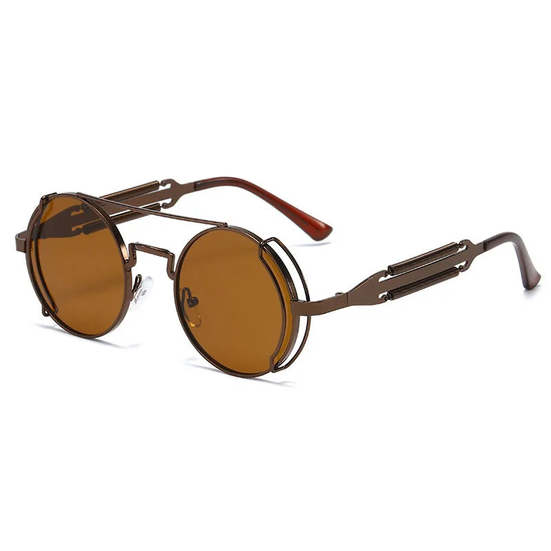 Fashion Round Metal Frame Sunglasses Men Retro Double Spring Eyewear UV400 - Frimunt Clothing Co.