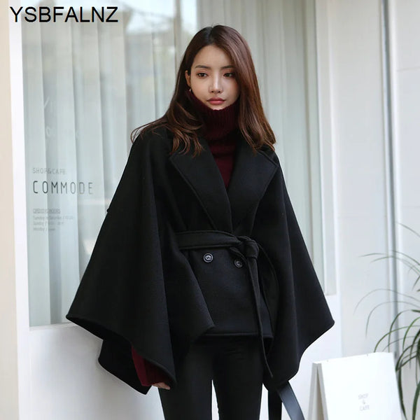 Autumn Fashion Women's Loose Lace-up Warm Thick Cloak