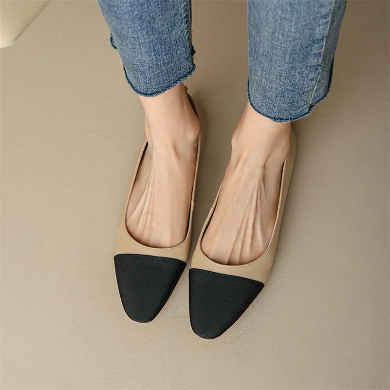 Duo Tone Women Genuine Leather Flats - Frimunt Clothing Co.