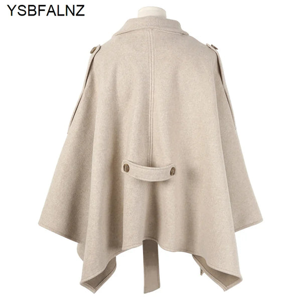 Autumn Fashion Women's Loose Lace-up Warm Thick Cloak