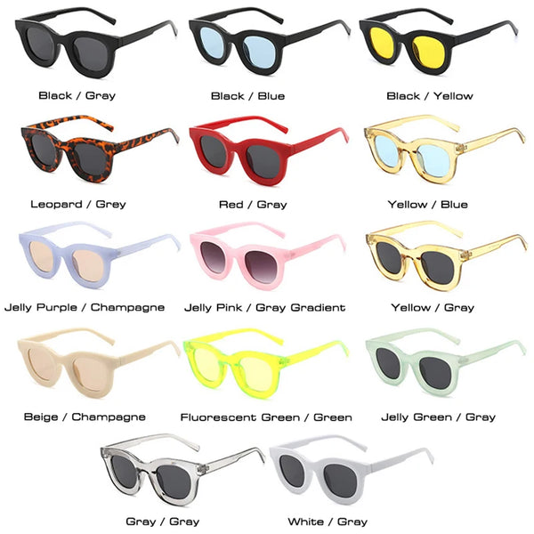 Trendy Round Colorful Women Sunglasses Retro Trending Jelly Color Eyewear UV400 - Frimunt Clothing Co.