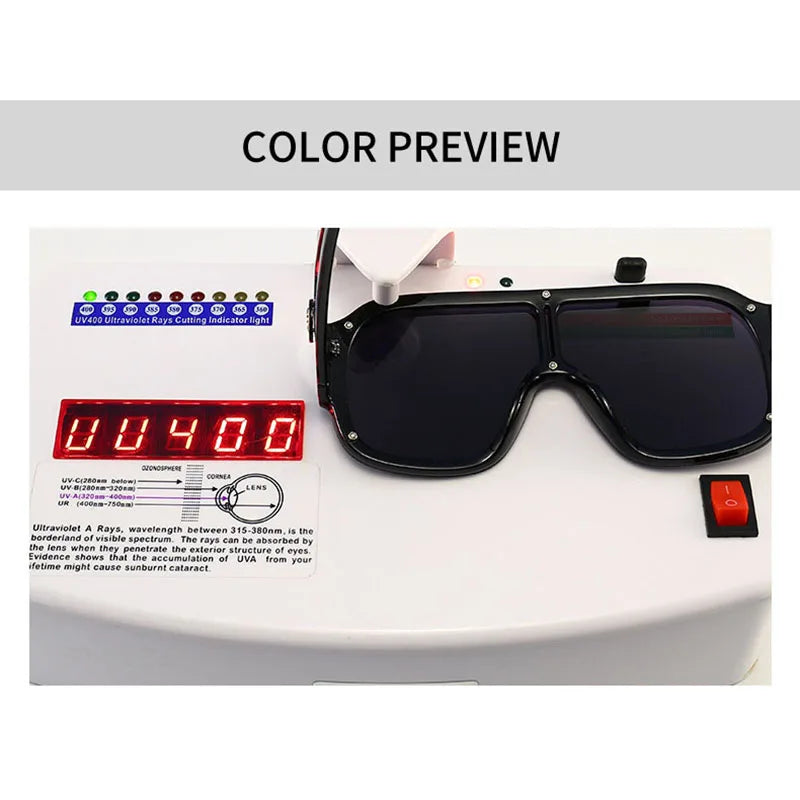 Luxury Designer Oversized Square Sunglasses Rivet Shades UV400 - Frimunt Clothing Co.