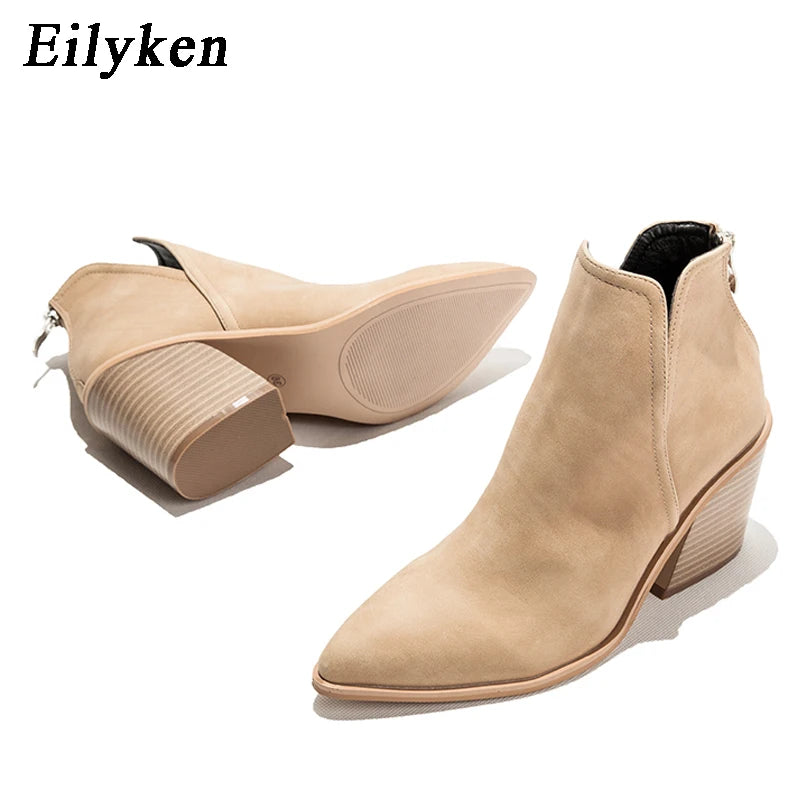 Autumn Winter Women's Casual Western Ankle Boots - Frimunt Clothing Co.