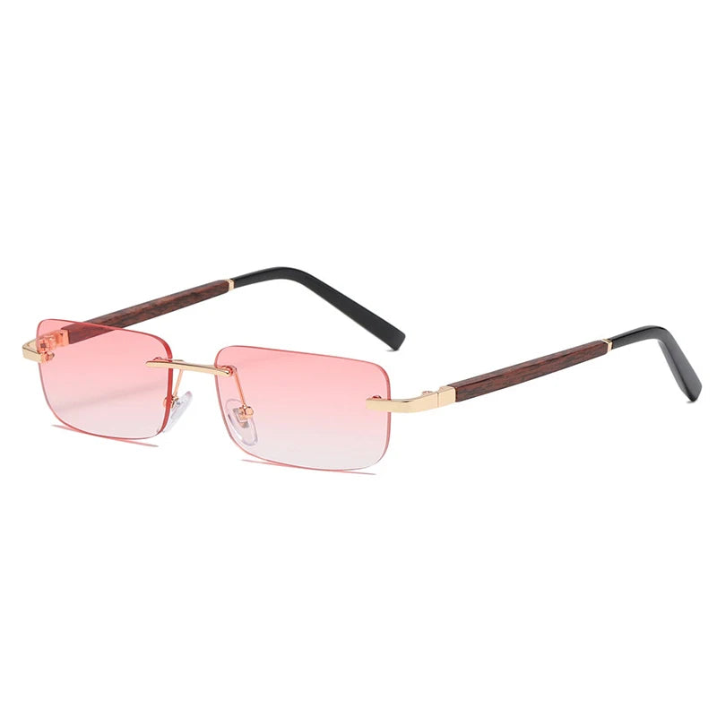 Small Rectangle Rimless Gradient Sunglasses Vintage Unisex Eyewear UV400 - Frimunt Clothing Co.