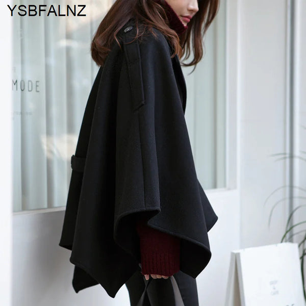 Autumn Fashion Women's Loose Lace-up Warm Thick Cloak